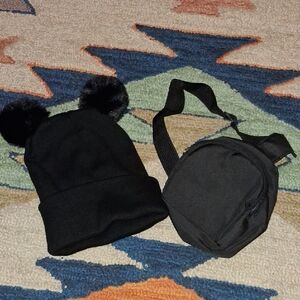 Black Kids Beanie and Crossbody Set